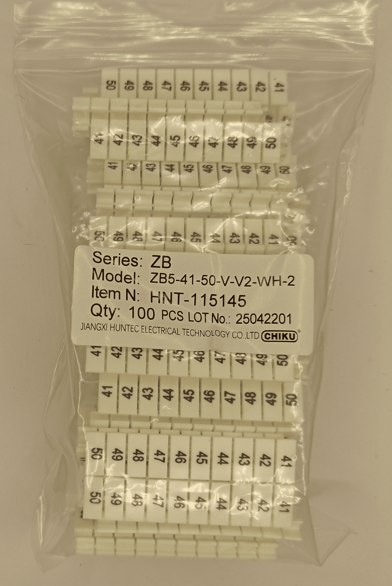 Маркировка клеммных модулей ZB 5 (V/41-50)