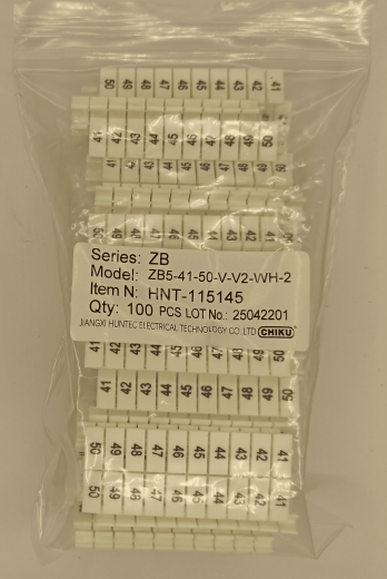 Маркировка клеммных модулей ZB 5 (V/41-50)