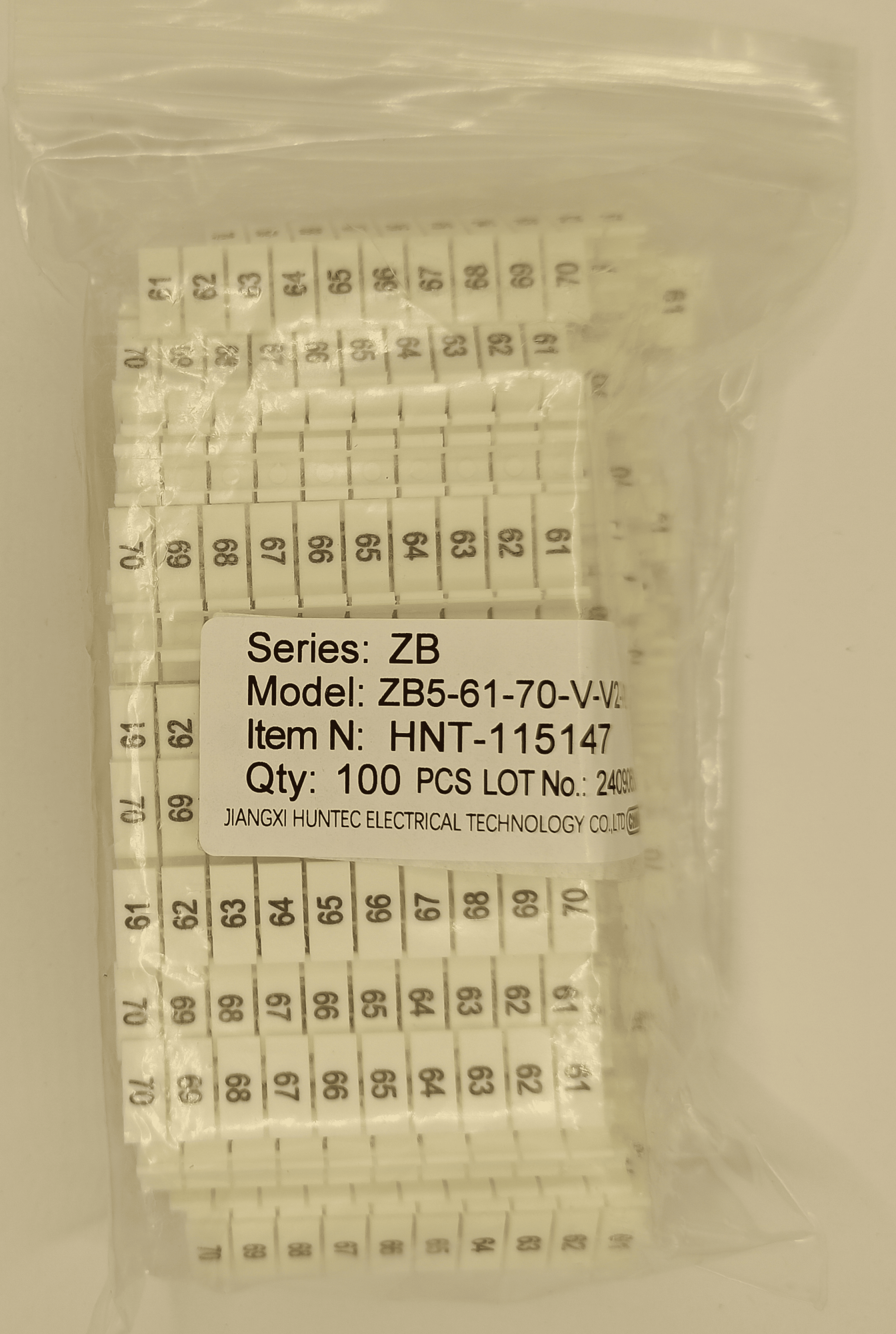 Маркировка клеммных модулей ZB 5 (V/61-70)