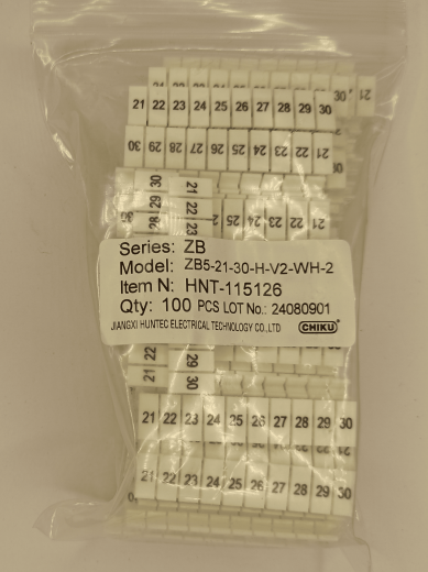 Маркировка клеммных модулей ZB 5 (H/21-30)