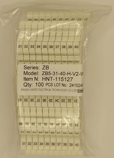 Маркировка клеммных модулей ZB 5 (H/31-40)