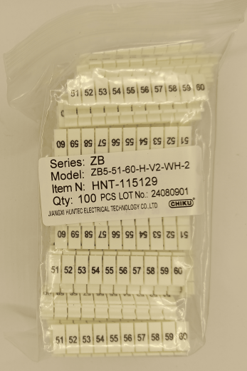 Маркировка клеммных модулей ZB 5 (H/51-60)