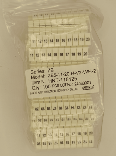 Маркировка клеммных модулей ZB 5 (H/11-20)