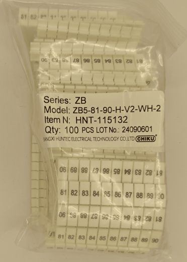 Маркировка клеммных модулей ZB 5 (H/81-90)