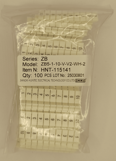 Маркировка клеммных модулей ZB 5 (V/1-10)