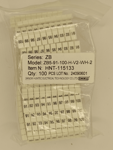 Маркировка клеммных модулей ZB 5 (H/91-100)