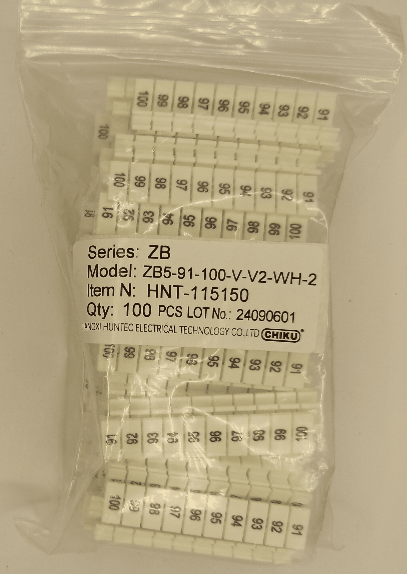 Маркировка клеммных модулей ZB 5 (V/91-100)