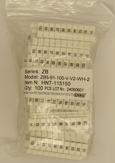 Маркировка клеммных модулей ZB 5 (V/91-100)