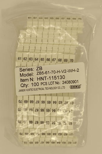 Маркировка клеммных модулей ZB 5 (H/61-70)