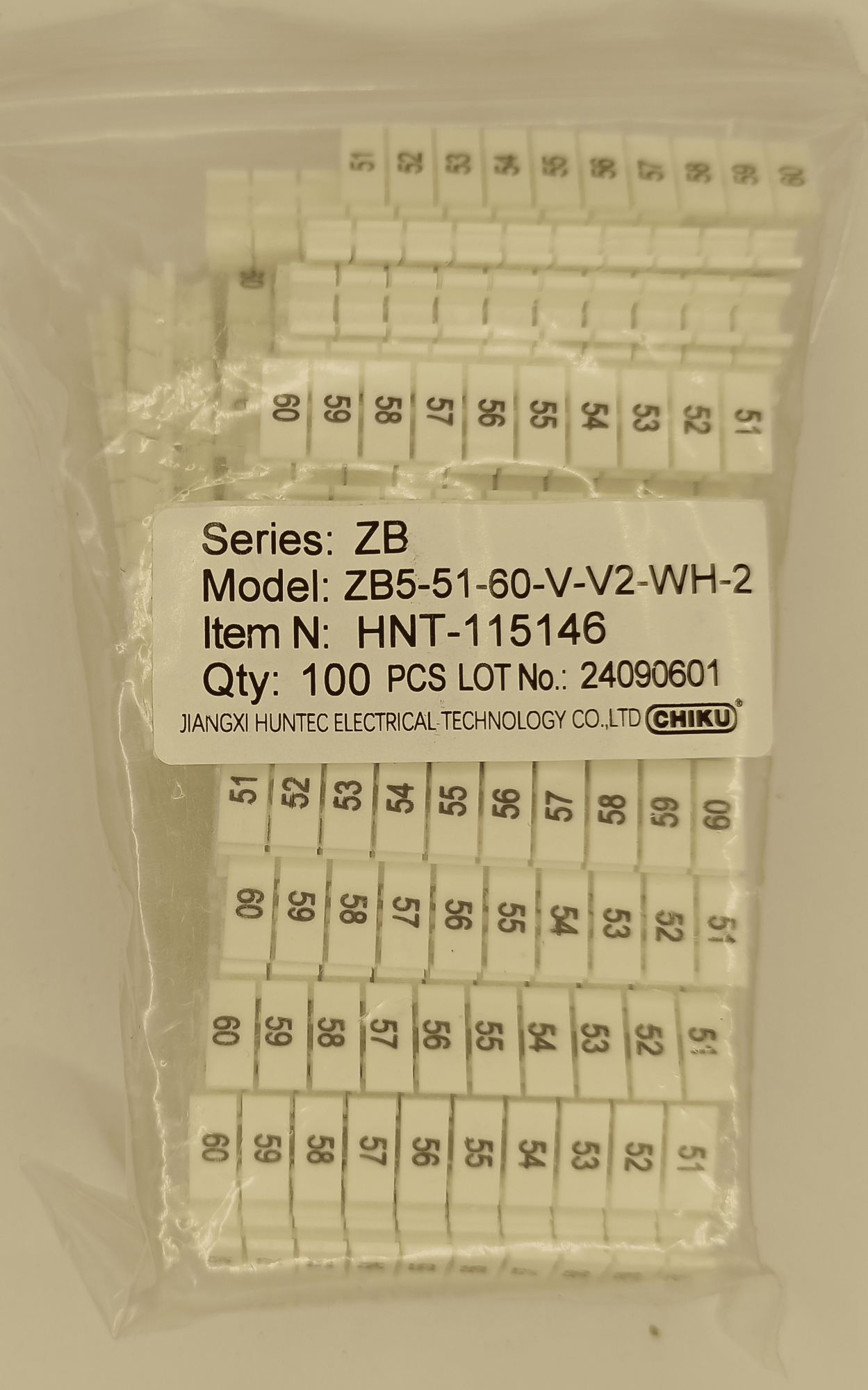 Маркировка клеммных модулей ZB 5 (V/51-60)